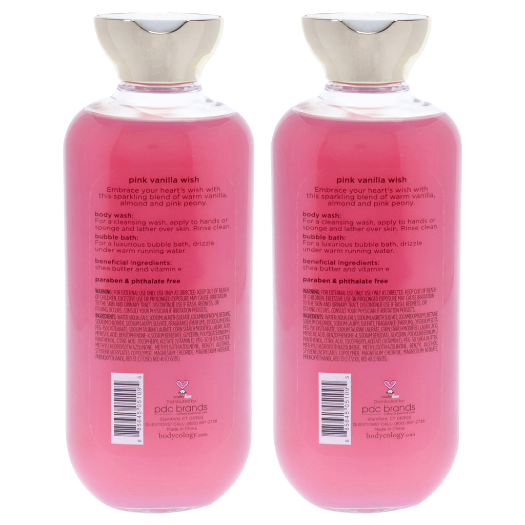 2 in 1 Body Wash and Bubble Bath - Pink Vanilla Wish by Bodycology for Women - 16 oz Body Wash - Pack of 2