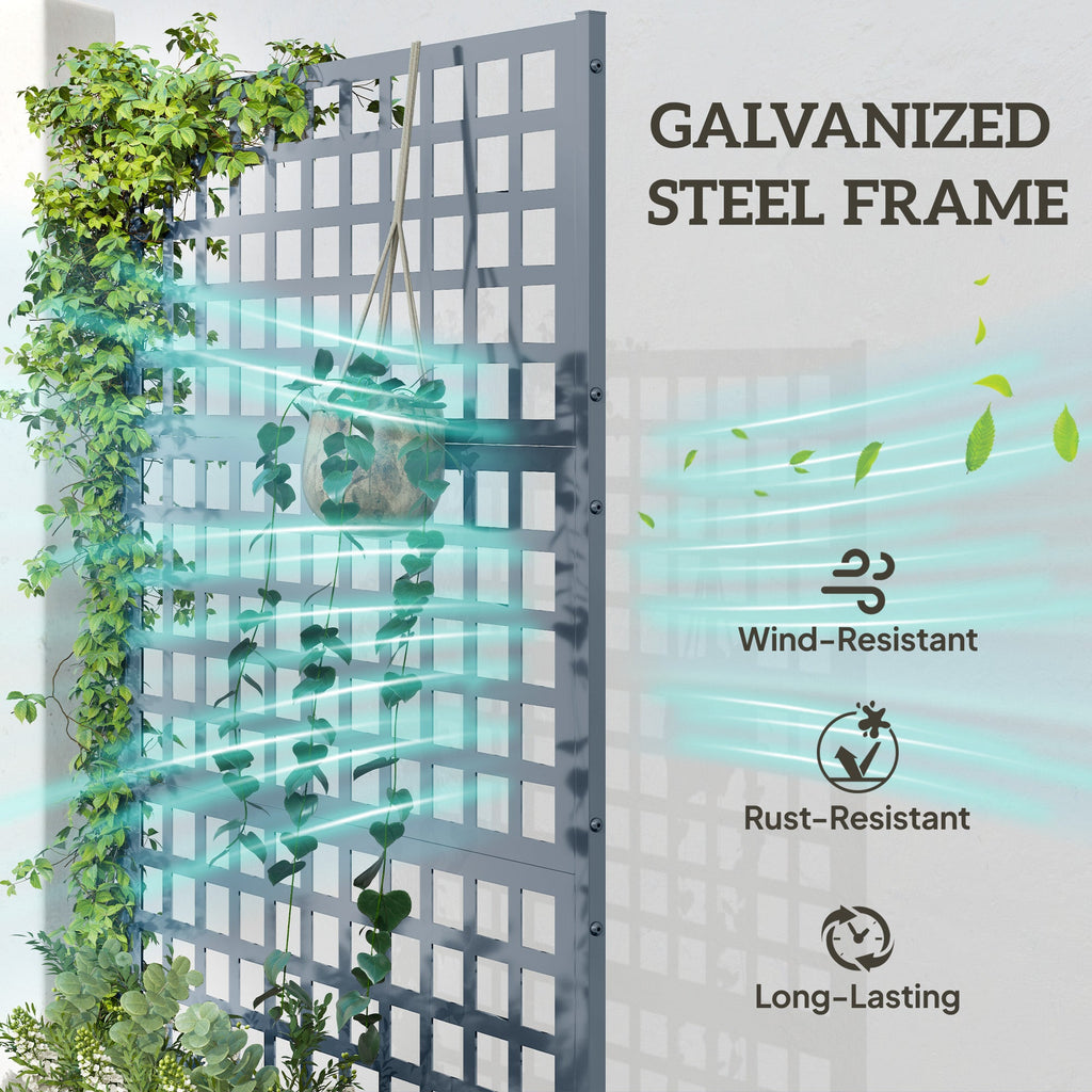 43"x16"x70" Galvanized Planter with Trellis for Vines and Herbs