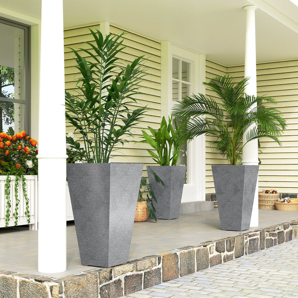 3-Pack 28" Tapered Planters with Marble Finish