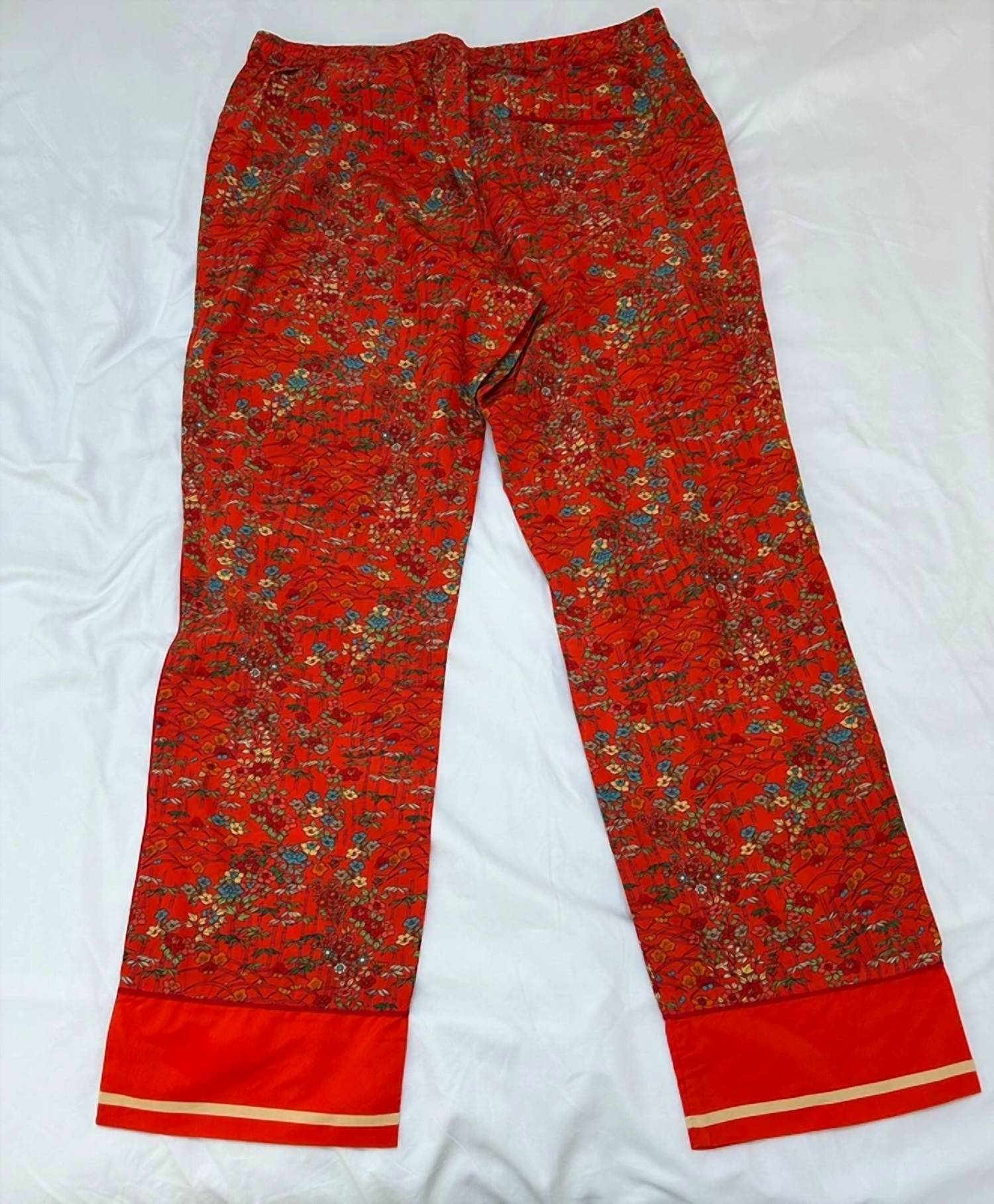 Alfred Solo Fantasy Relaxed Fit Poplin Lounge Trousers In Vermillion