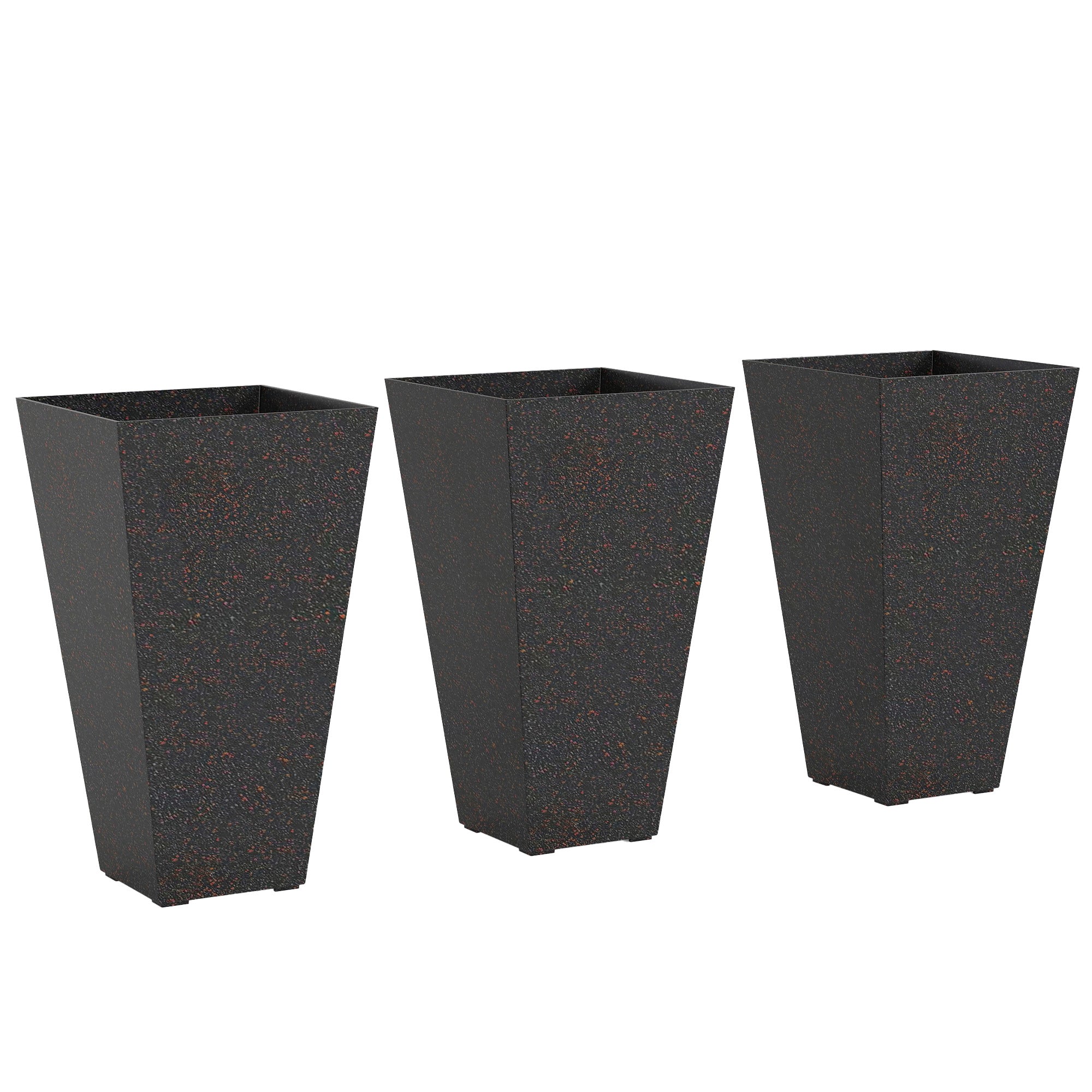 3-Pack 28" Tapered Planters with Marble Finish