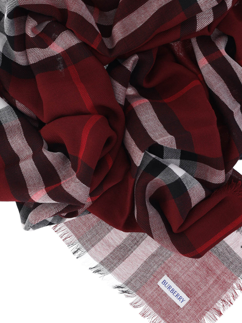 "Check" Wool Scarf – Red