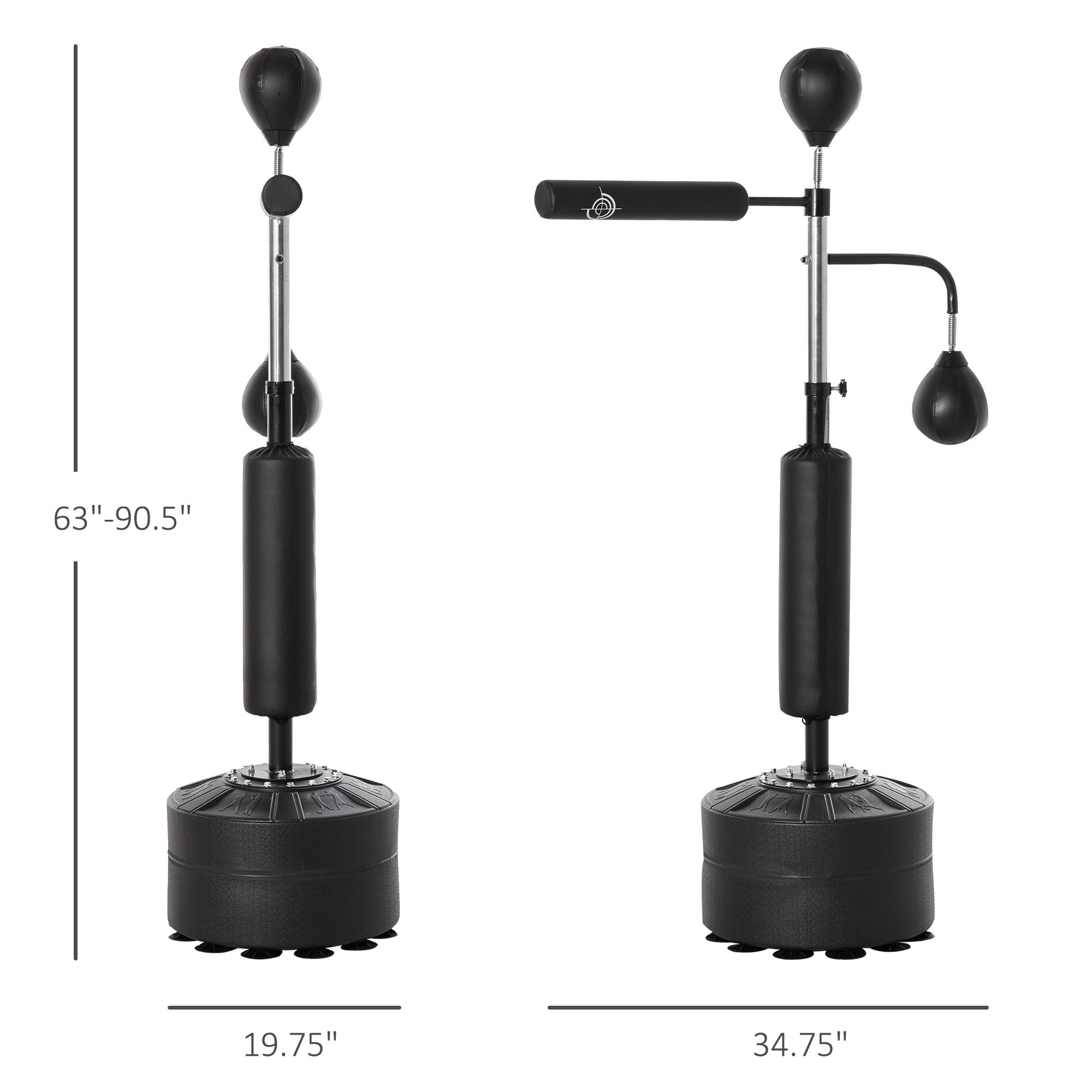 4-in-1 Boxing Bag Stand with Speedballs, Rotating Bar, and PU Bag