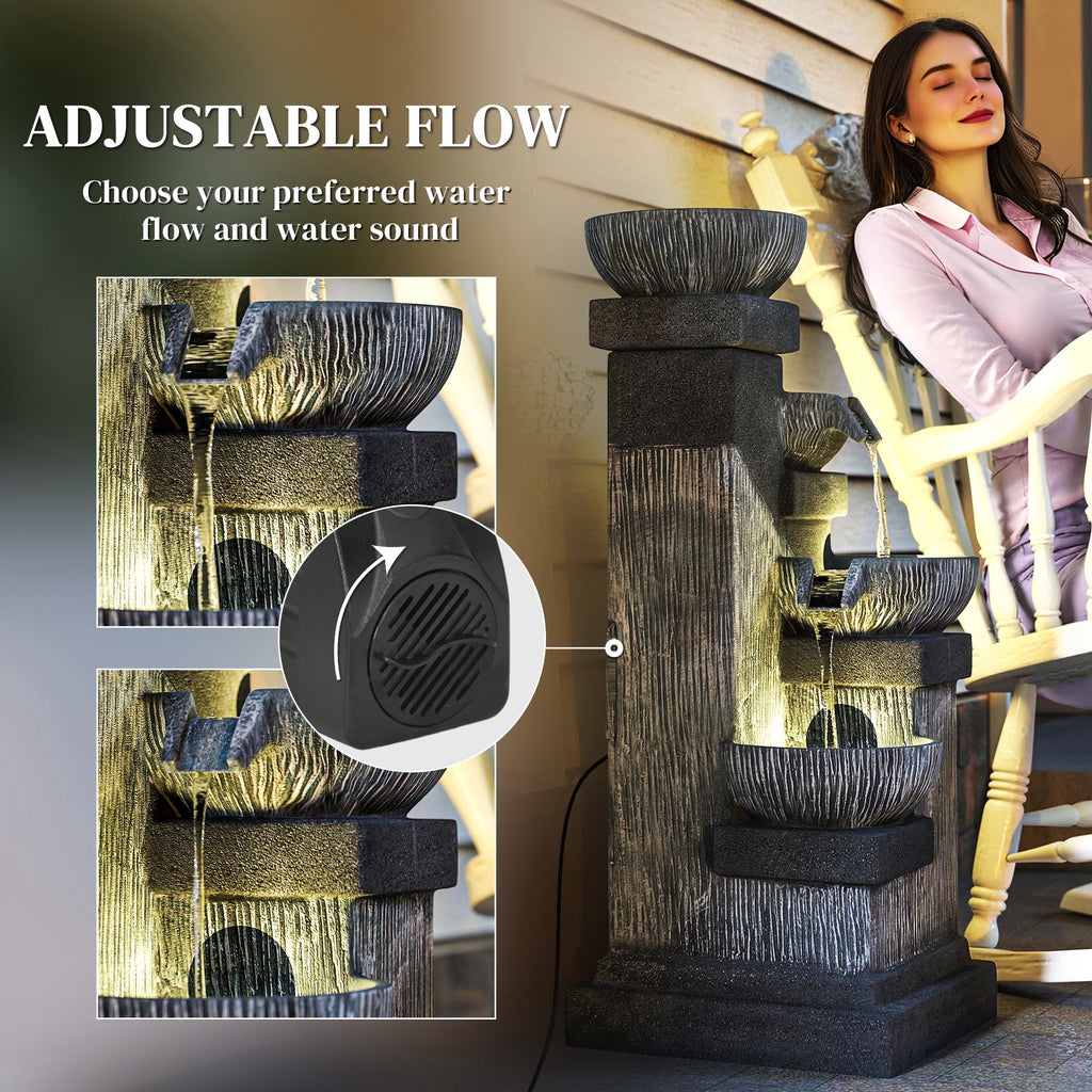4 Tier Cascading Bowl Garden Fountain