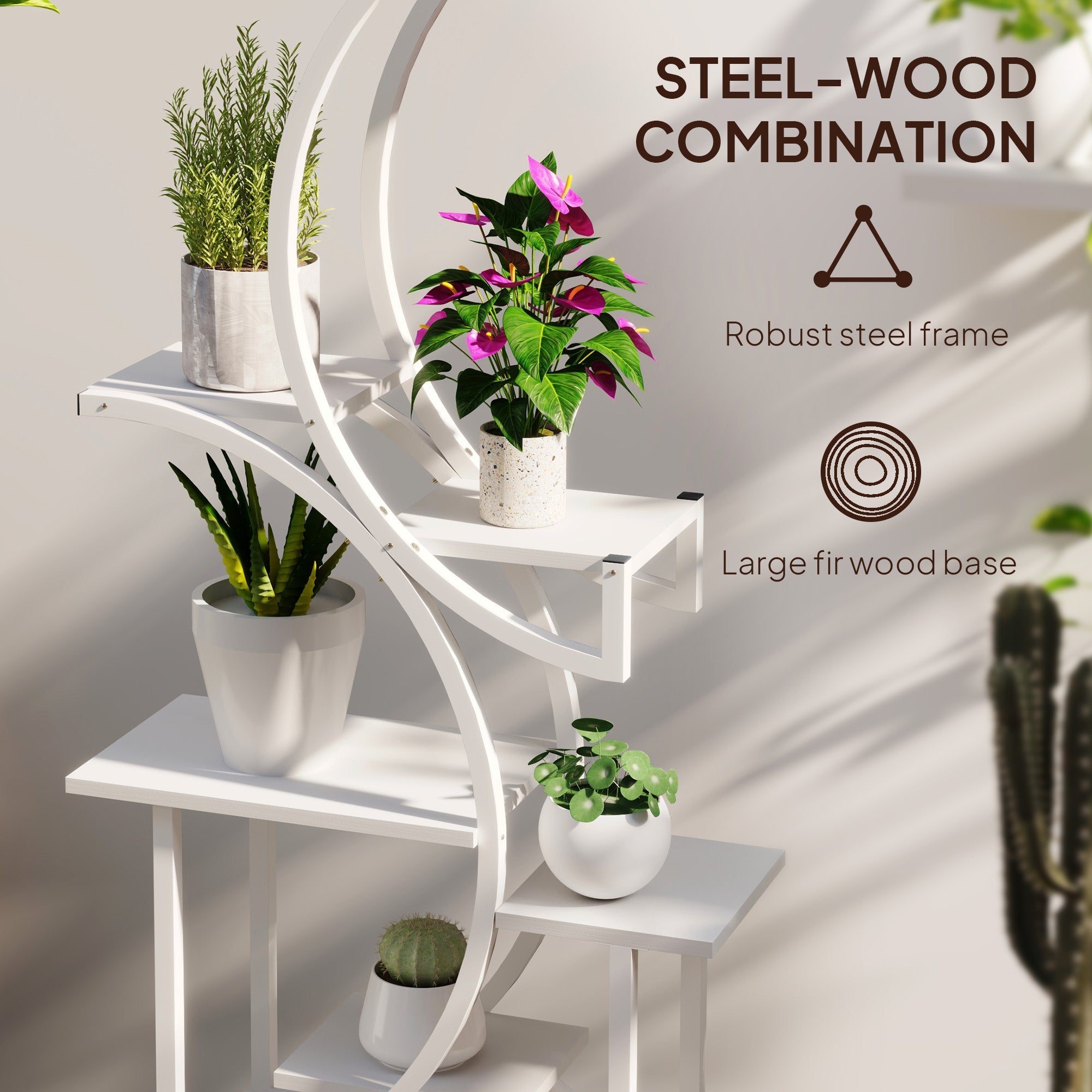 8 Tier Indoor Plant Stand, 62 Inch S Shaped Plant Shelf
