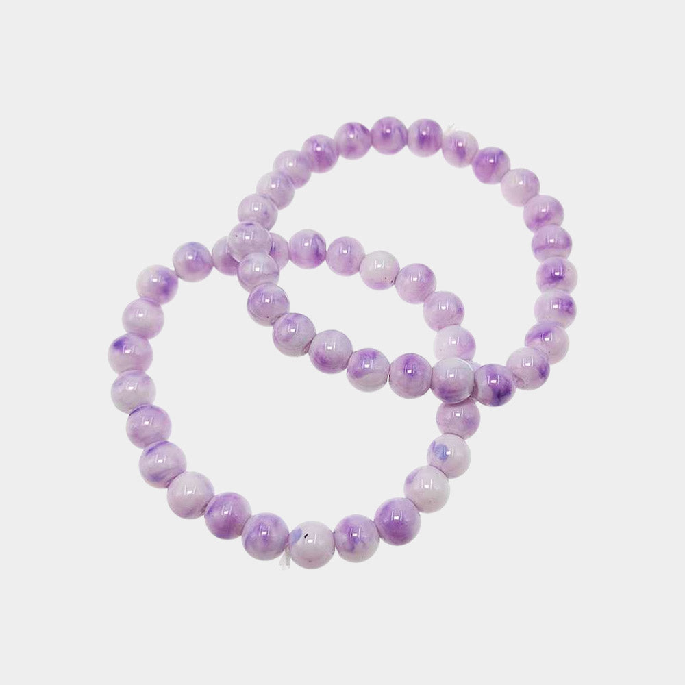 12 SET OF 2 - Round Beaded Stretch Multi Layered Bracelets 0.3"