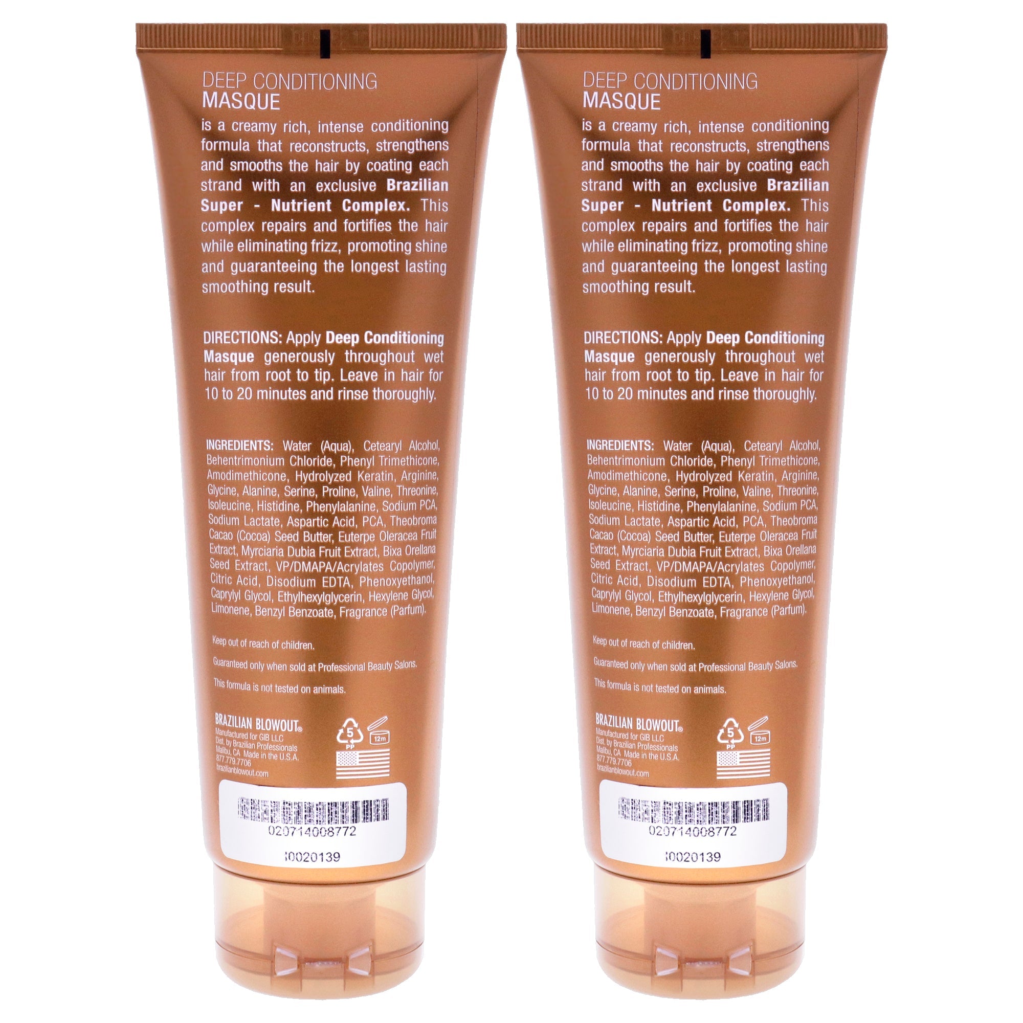 Acai Deep Conditioning Masque by Brazilian Blowout for Unisex - 8 oz Masque - Pack of 2