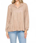 Adam Stretch Suede Top In Khaki