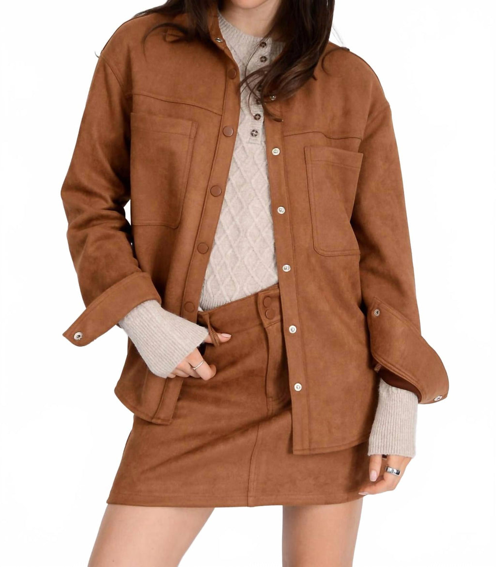 Alisha Button Up Shirt In Cognac