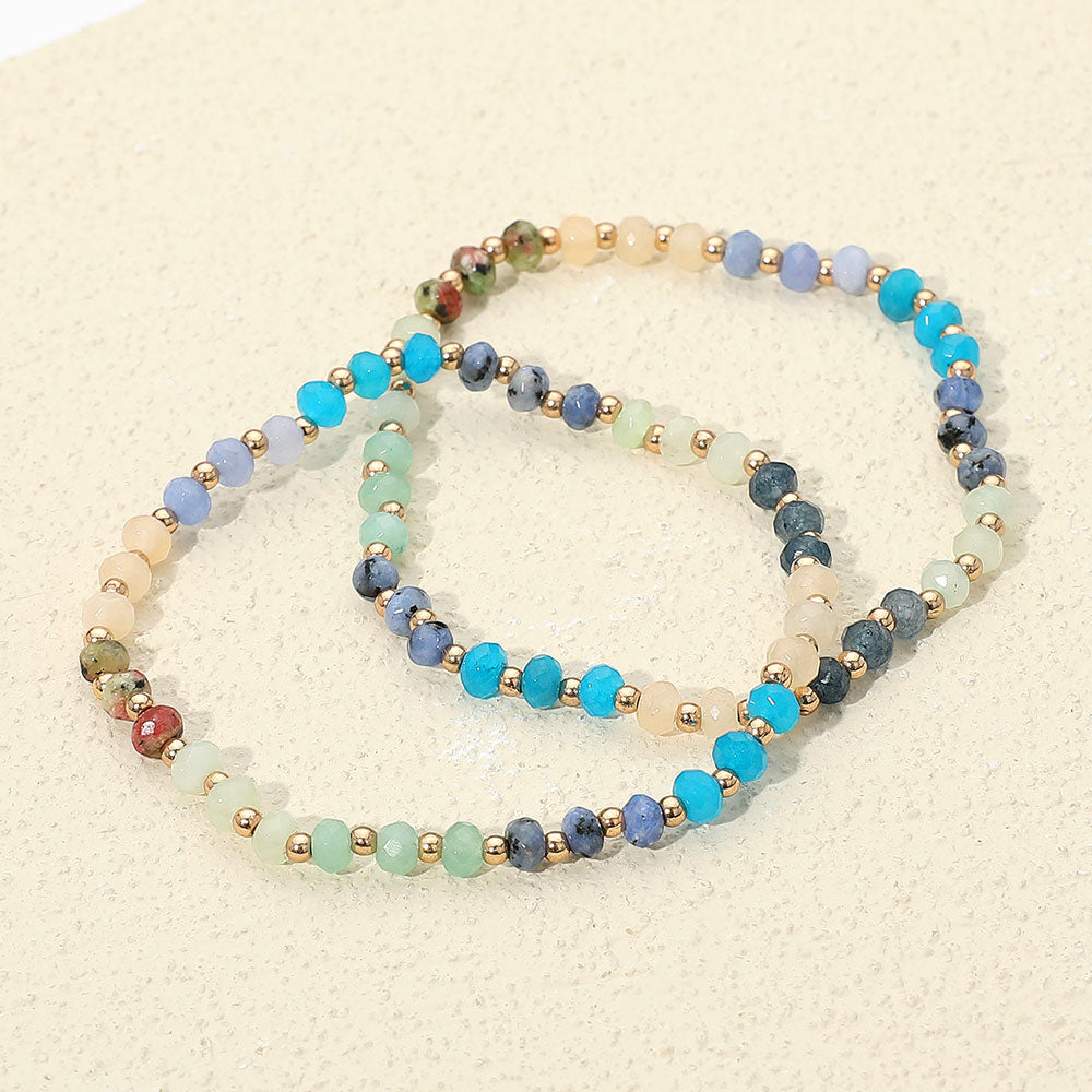 2PCS - Faceted Beaded Stretch Multi Layered Bracelets