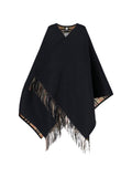 "Check" Reversible Cape – Black/Beige