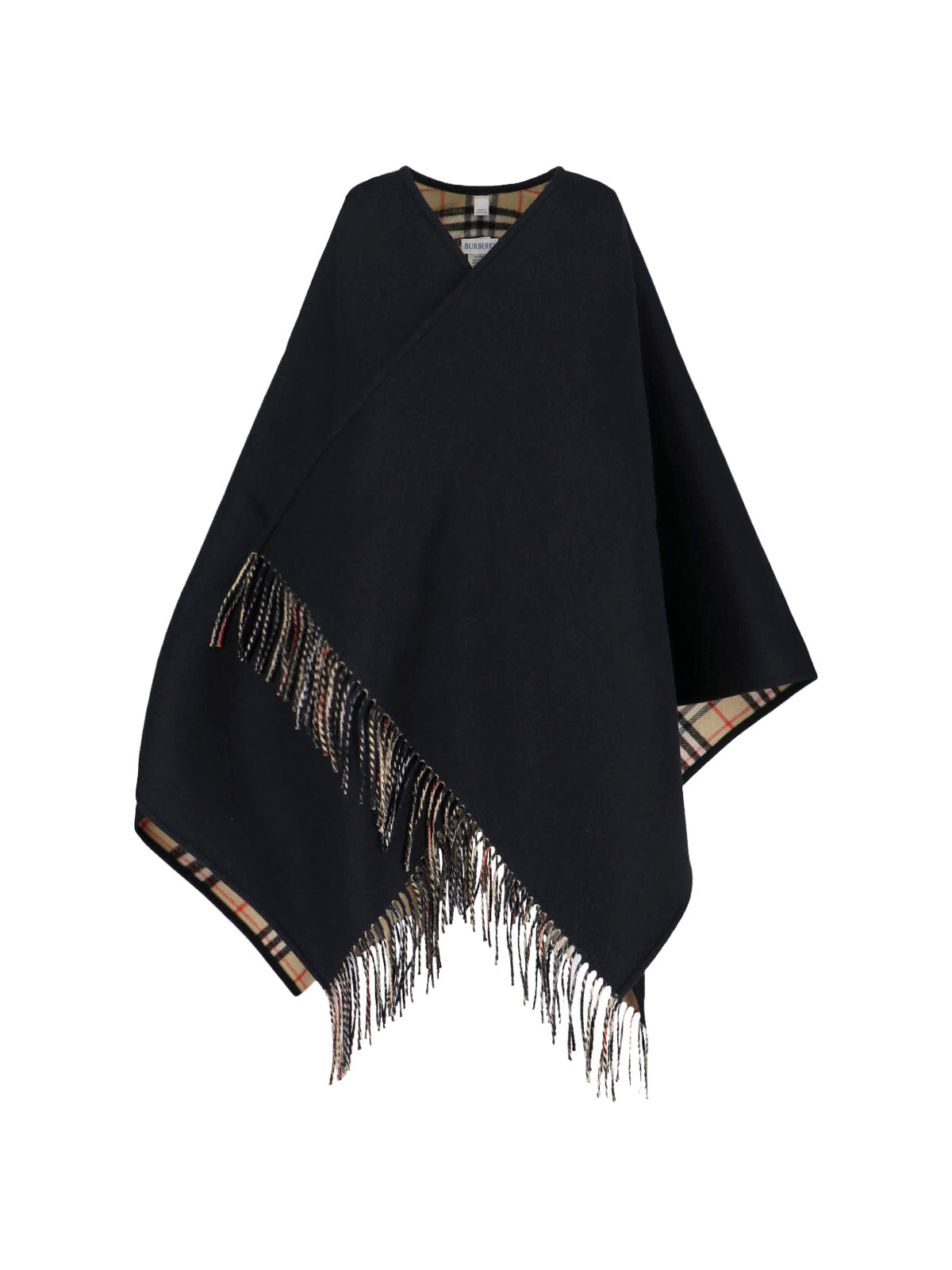"Check" Reversible Cape – Black/Beige