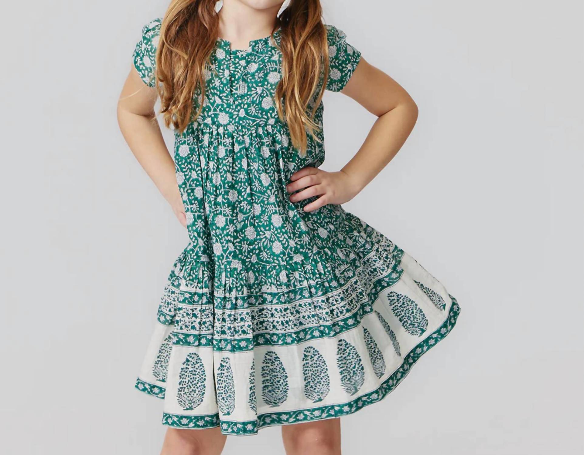 Adele Dress In Green Garden Floral