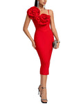 AMINA GLAM Solid Midi Dress