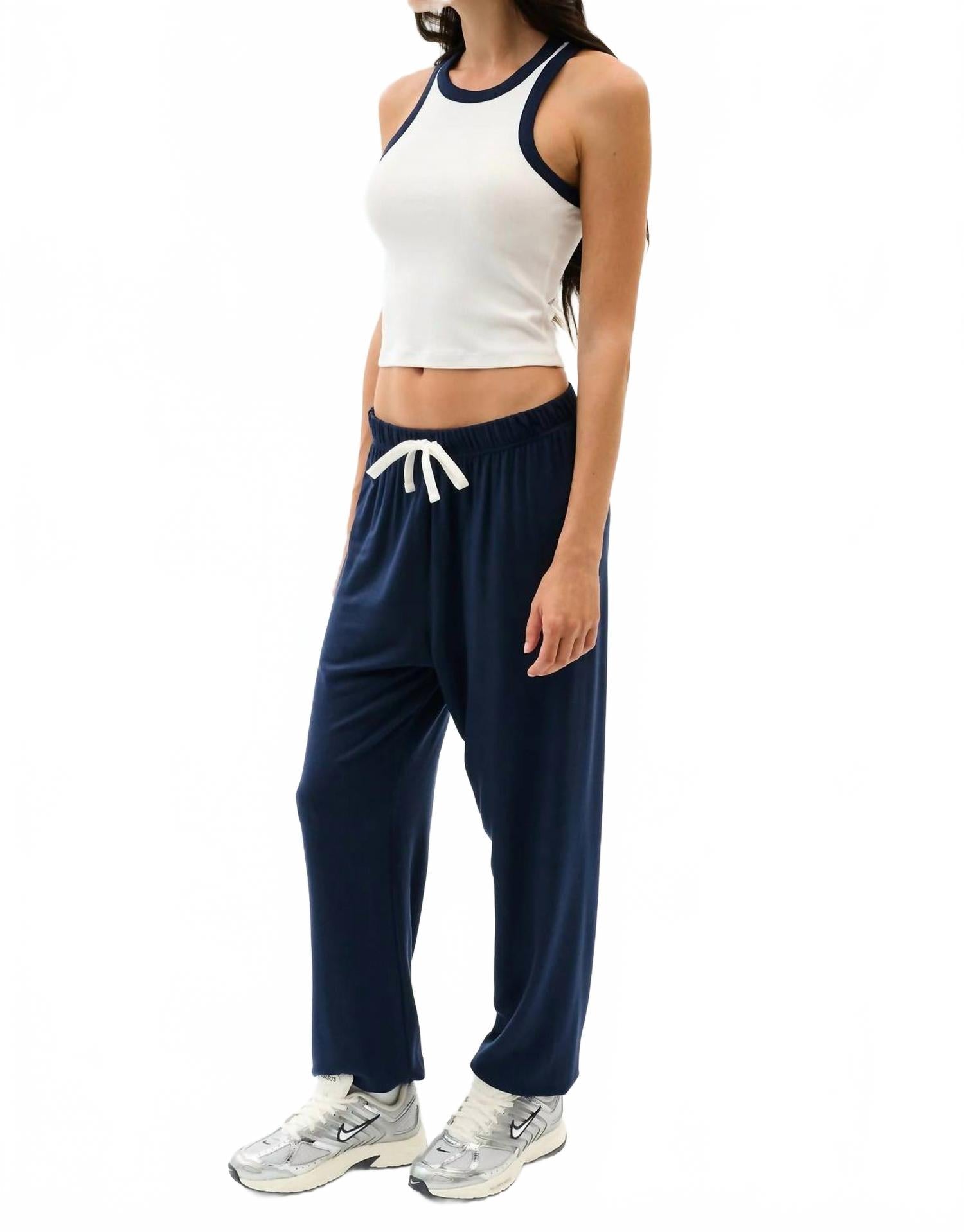Andie Oversized Fleece Sweatpants In Indigo