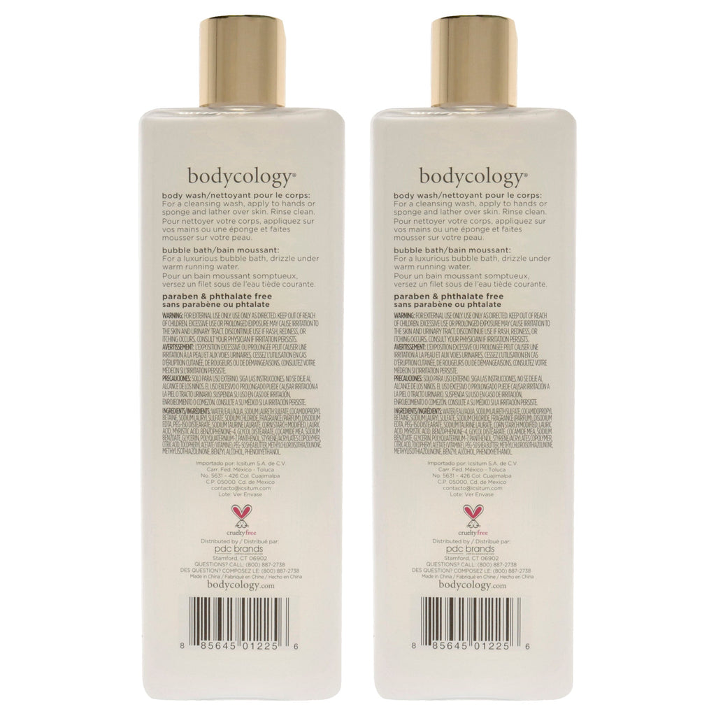 2 in 1 Body Wash and Bubble Bath - Cherry Blossom by Bodycology for Women - 16 oz Body Wash - Pack of 2