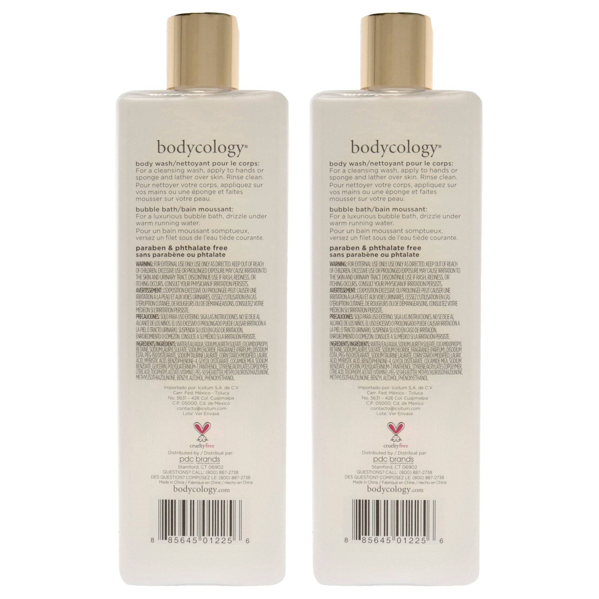 2 in 1 Body Wash and Bubble Bath - Cherry Blossom by Bodycology for Women - 16 oz Body Wash - Pack of 2