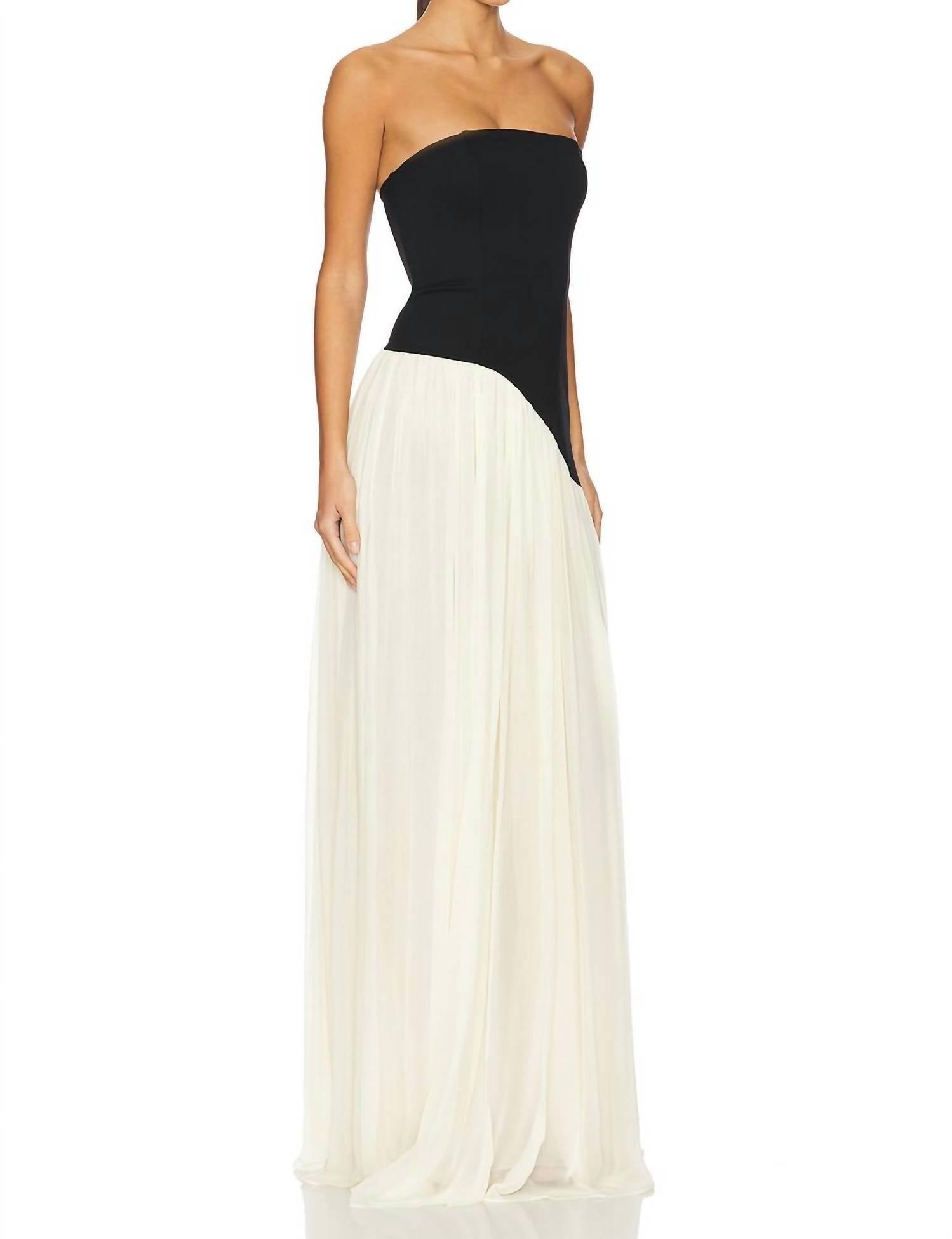 Alice Strapless Gown In Black & Cream