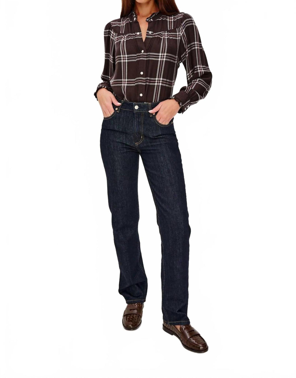 Alanna Button Down Shirt In Chocolate Napoleon