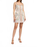 Alaia Linen Mini Dress In Ivory Terracotta