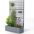 43"x16"x70" Galvanized Planter with Trellis for Vines and Herbs