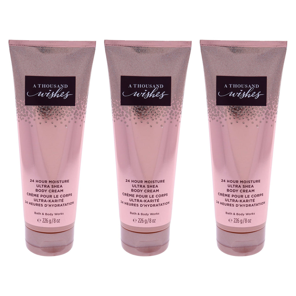 A Thousand Wishes Ultra Shea Body Cream by Bath and Body Works for Women - 8 oz Body Cream - Pack of 3