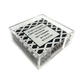 Acrylic Holder And Word Coaster - Set Of 4 In Black/white