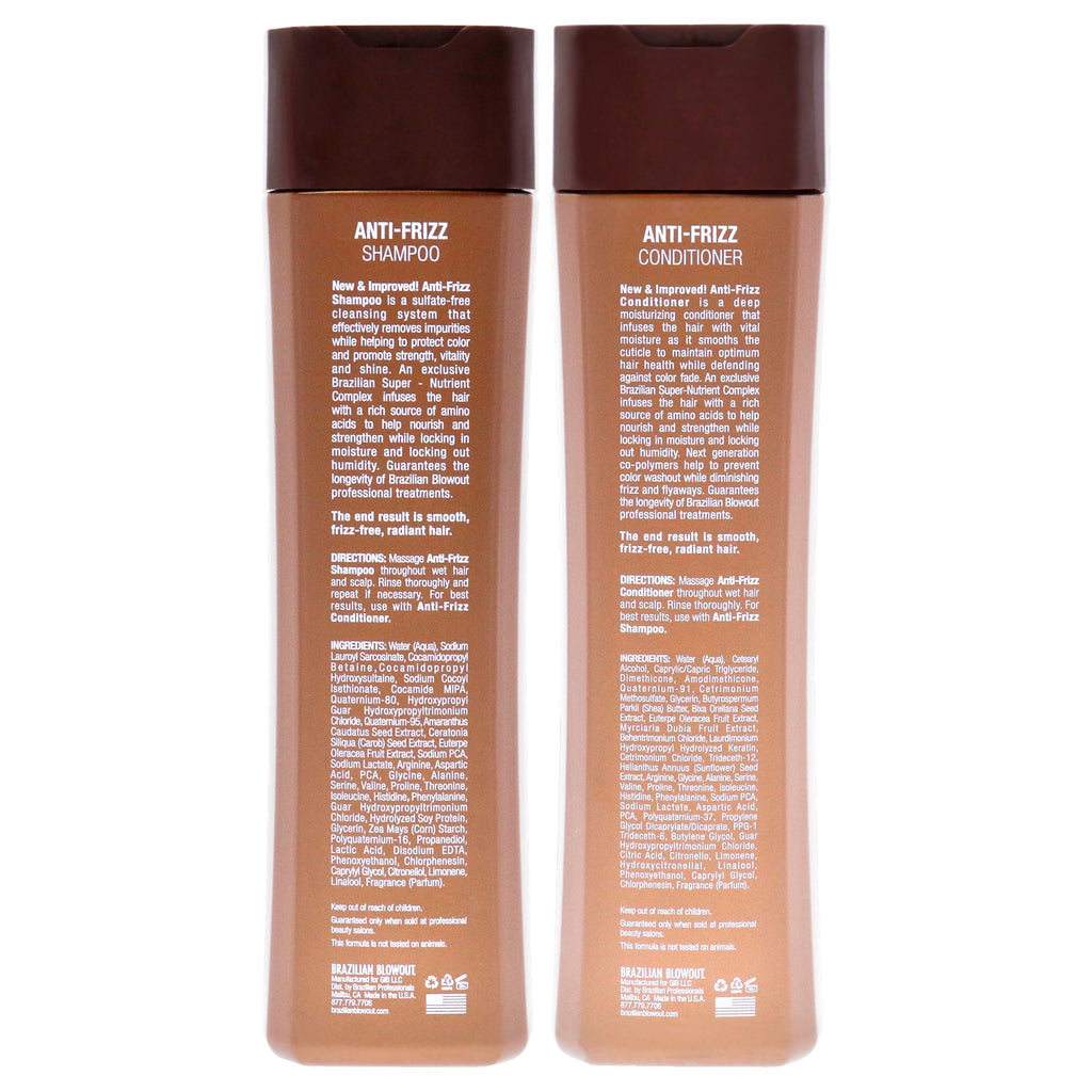 Acai Anti Frizz Shampoo and Conditioner Kit by Brazilian Blowout for Unisex - 2 Pc Kit 12oz Shampoo, 12oz Conditioner