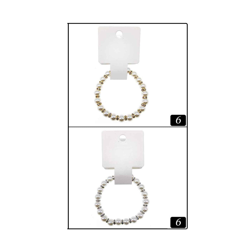 12PCS - Rhinestone Spacer Pearl Beaded Stretch Bracelets