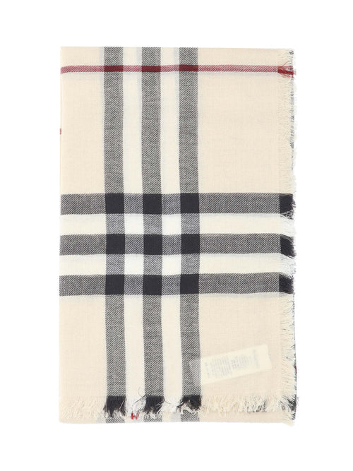 "Check" Wool Scarf – Cream