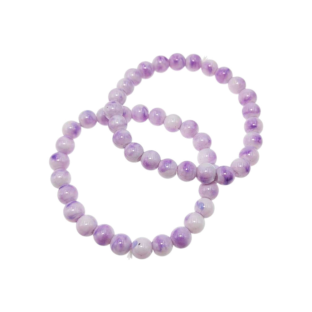 12 SET OF 2 - Round Beaded Stretch Multi Layered Bracelets 0.3"