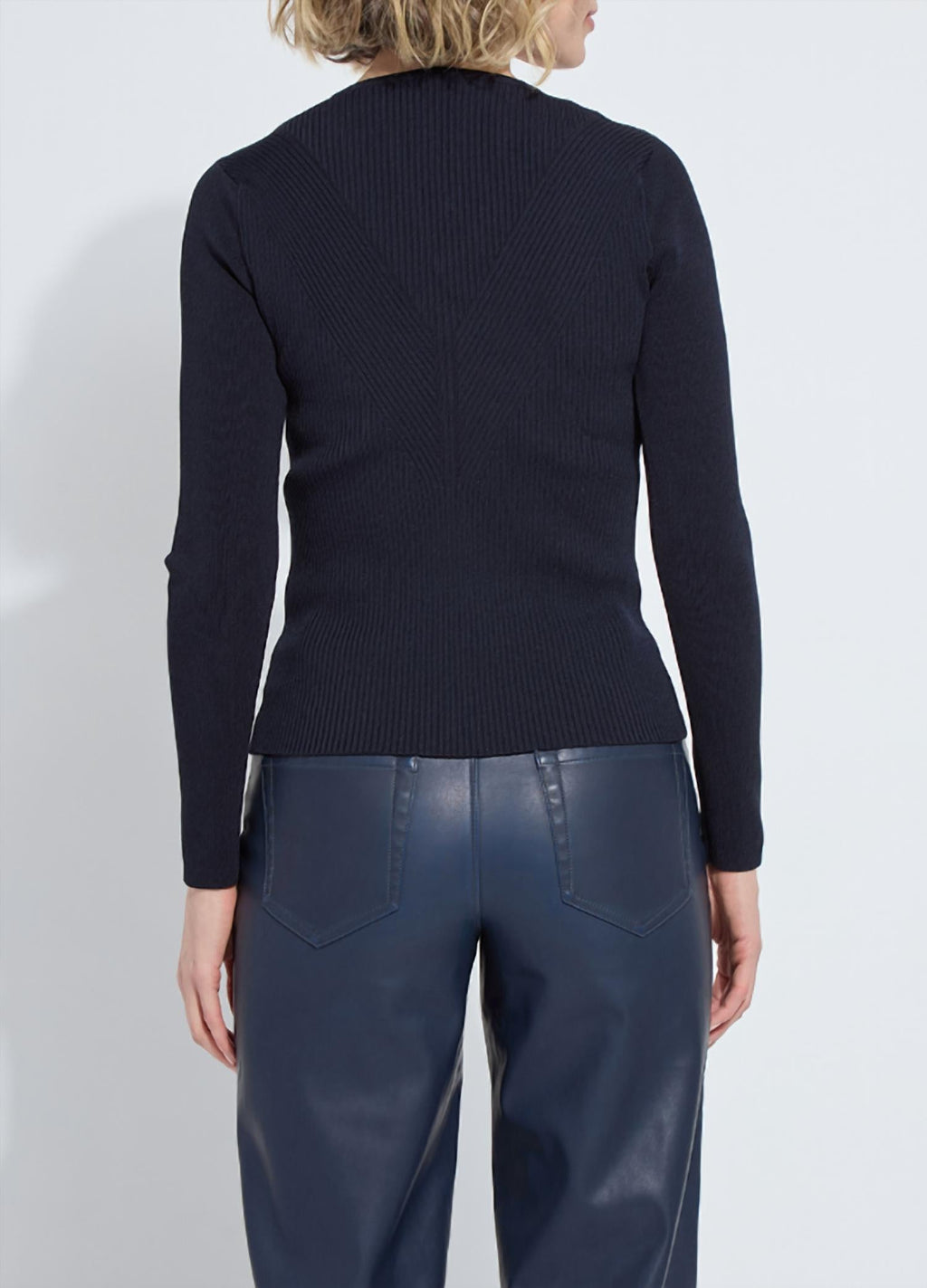 Adette V-Neck Ribbed Longsleeve Sweater In Midnight