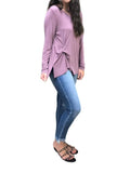 Adeline Twist Long Sleeve Top In Purple