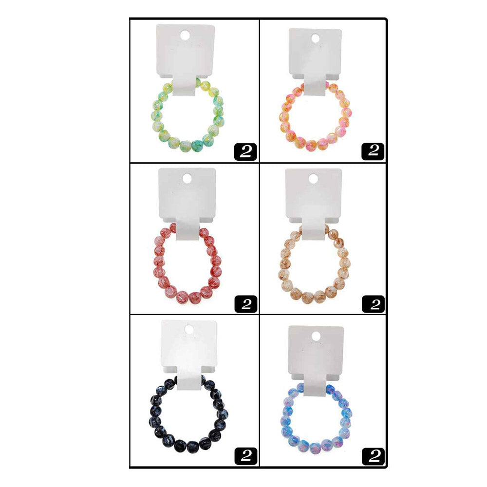 12PCS - Marble Ball Beaded Stretch Bracelets