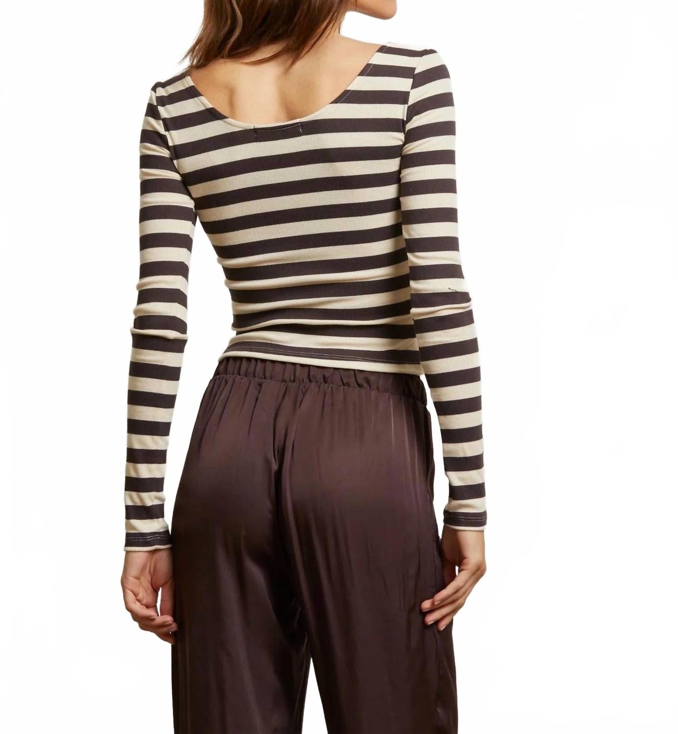 Anya Long Sleeve Top In Stripe