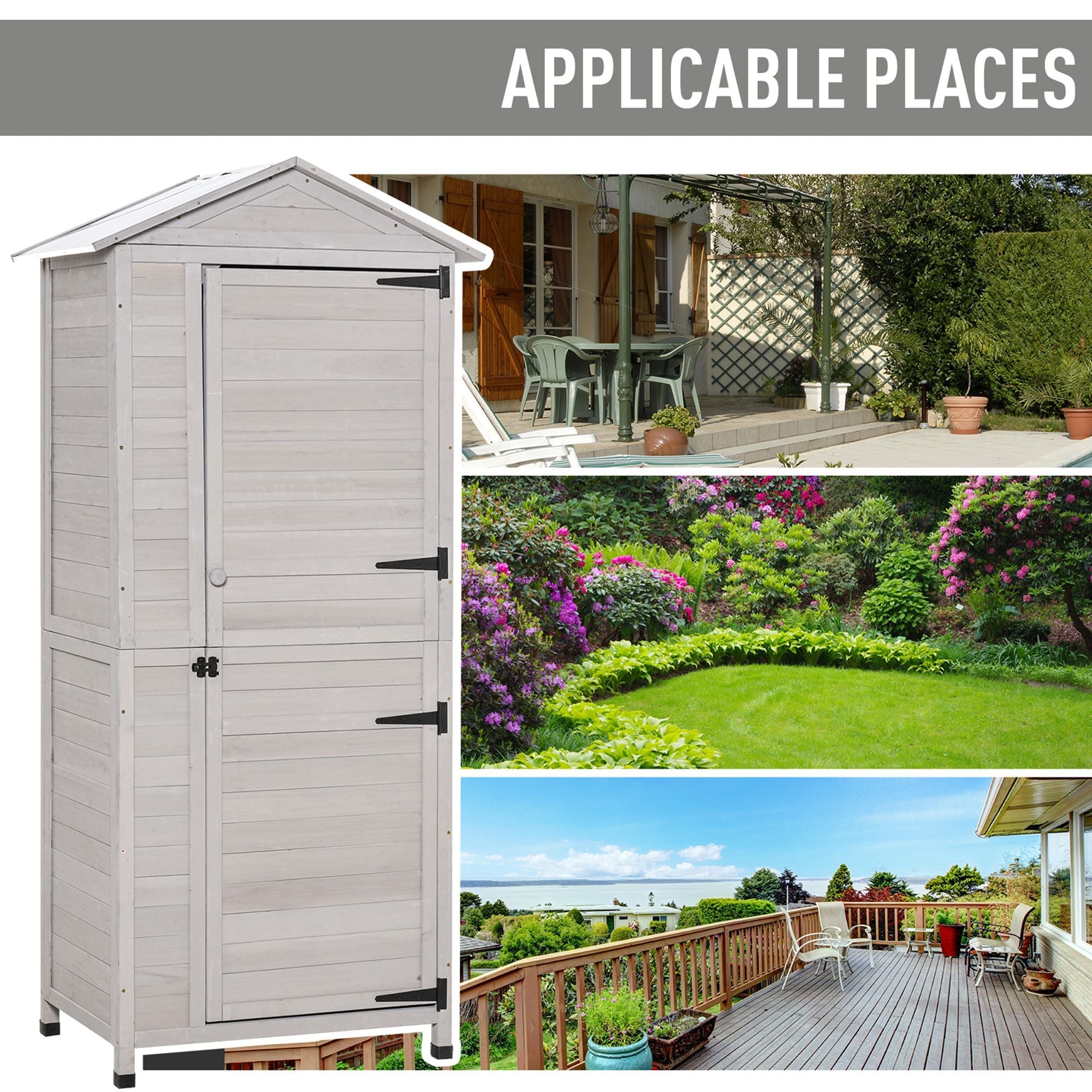 4-Shelf Garden Storage Shed with Handle and Foot Pads