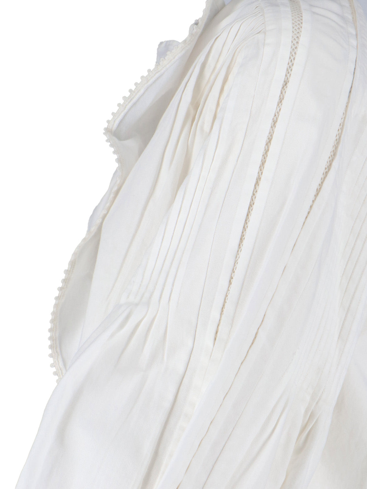 "Cubraly" White Cotton Shirt, Round Neck