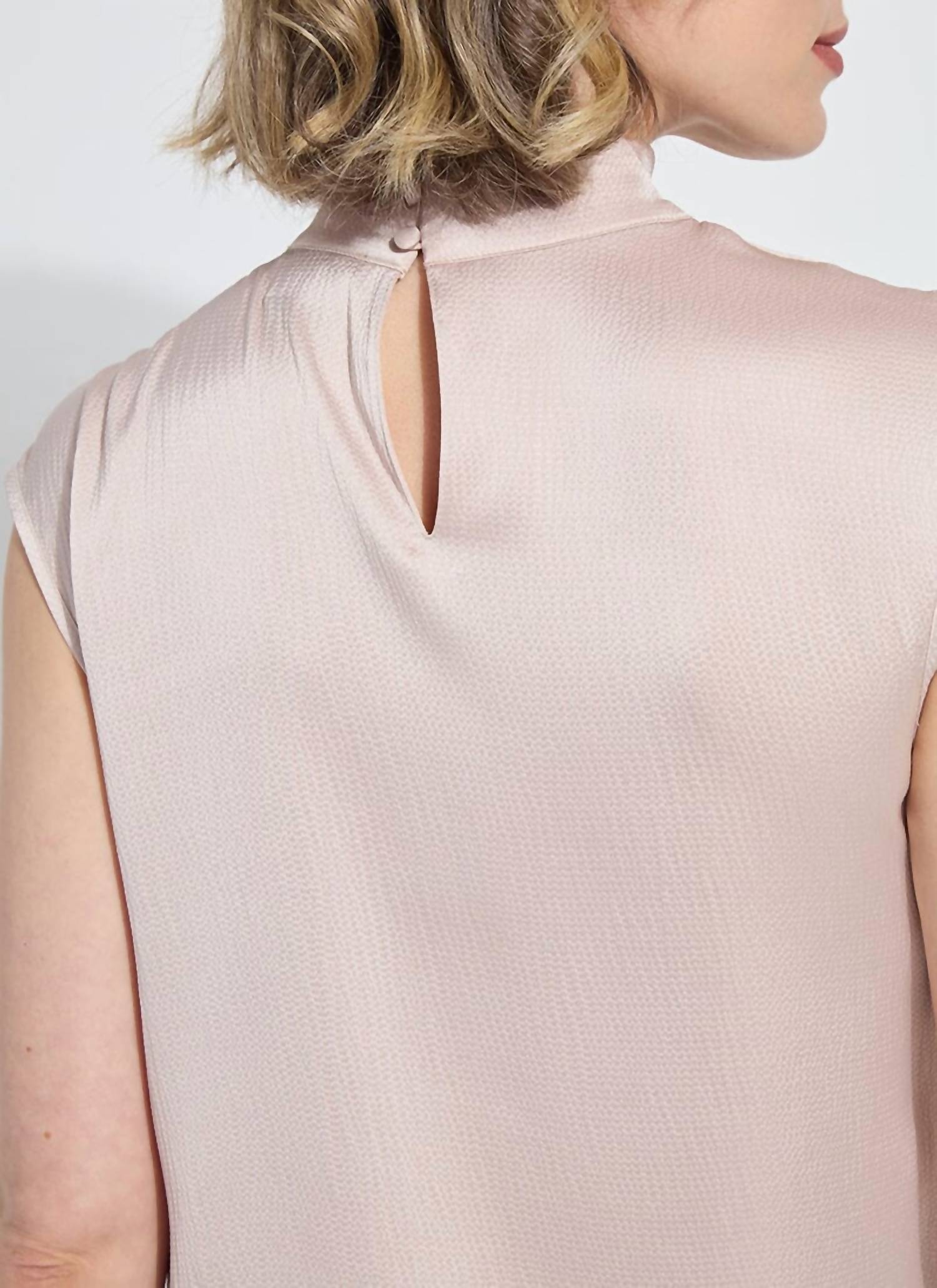 Aisha High Neck Draped Blouse In Rose Petal