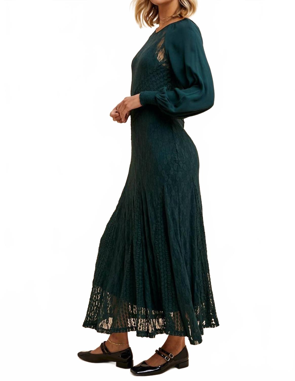 Antique Vintage Lace Maxi Dress In Evergreen