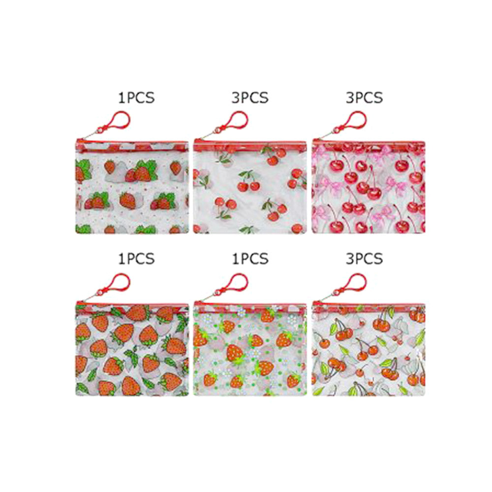 12PCS - Fruit Pattern Transparent Mini Pouch Bags