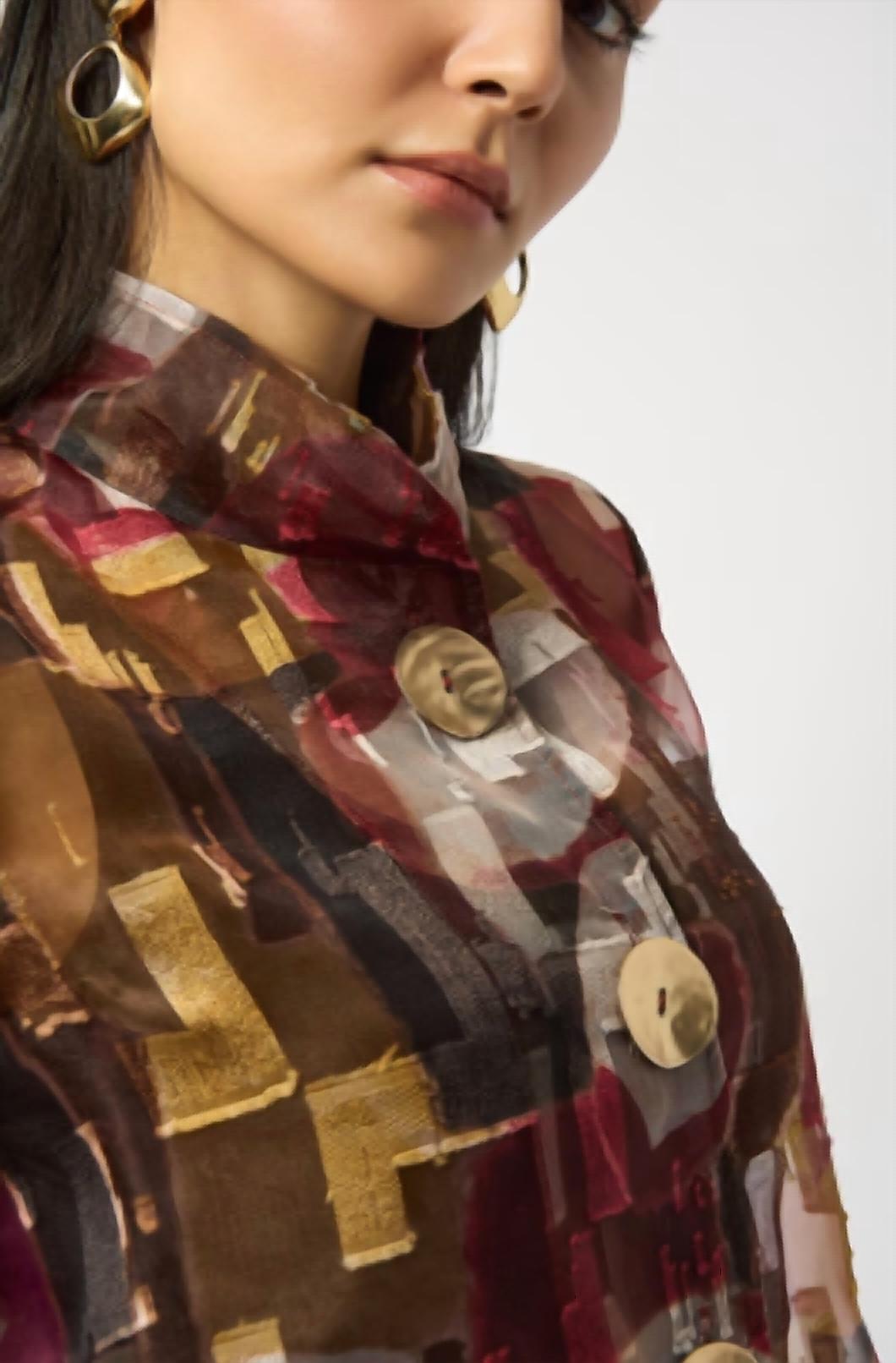 Abstract Print Two-Piece Trapeze Jacket In Multi