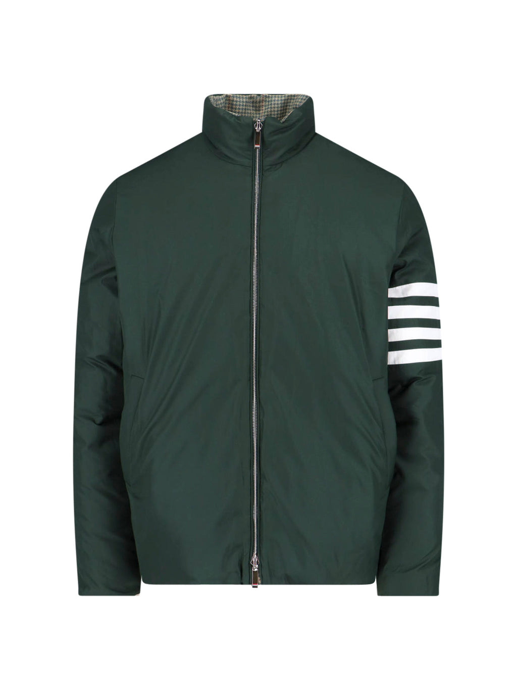 "Houndstooth Reversible" Down Jacket – Green/Black