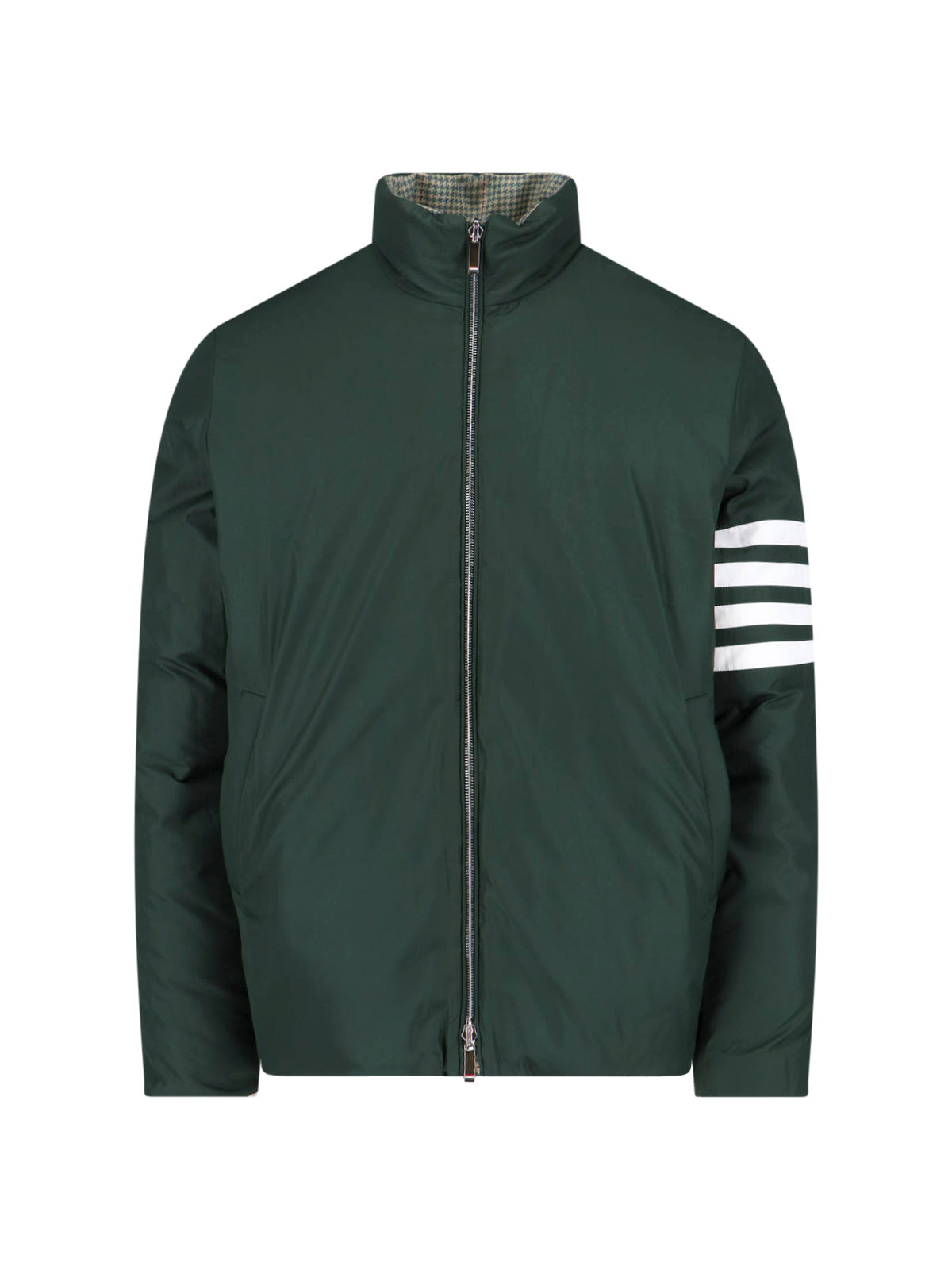 "Houndstooth Reversible" Down Jacket – Green/Black