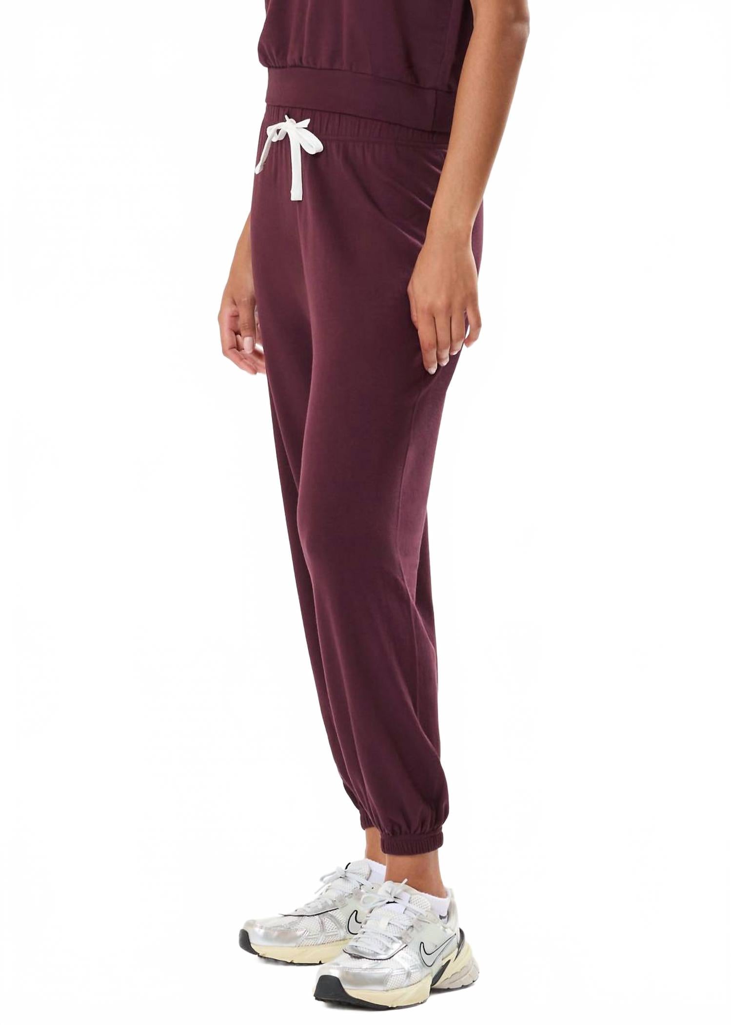 Andie Oversized Fleece Sweatpants In Dark Cherry