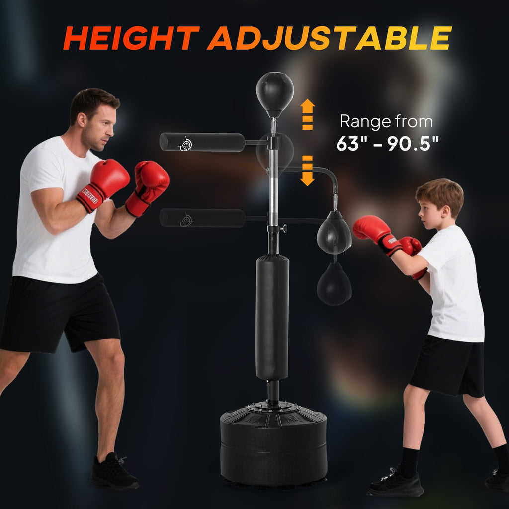 4-in-1 Boxing Bag Stand with Speedballs, Rotating Bar, and PU Bag