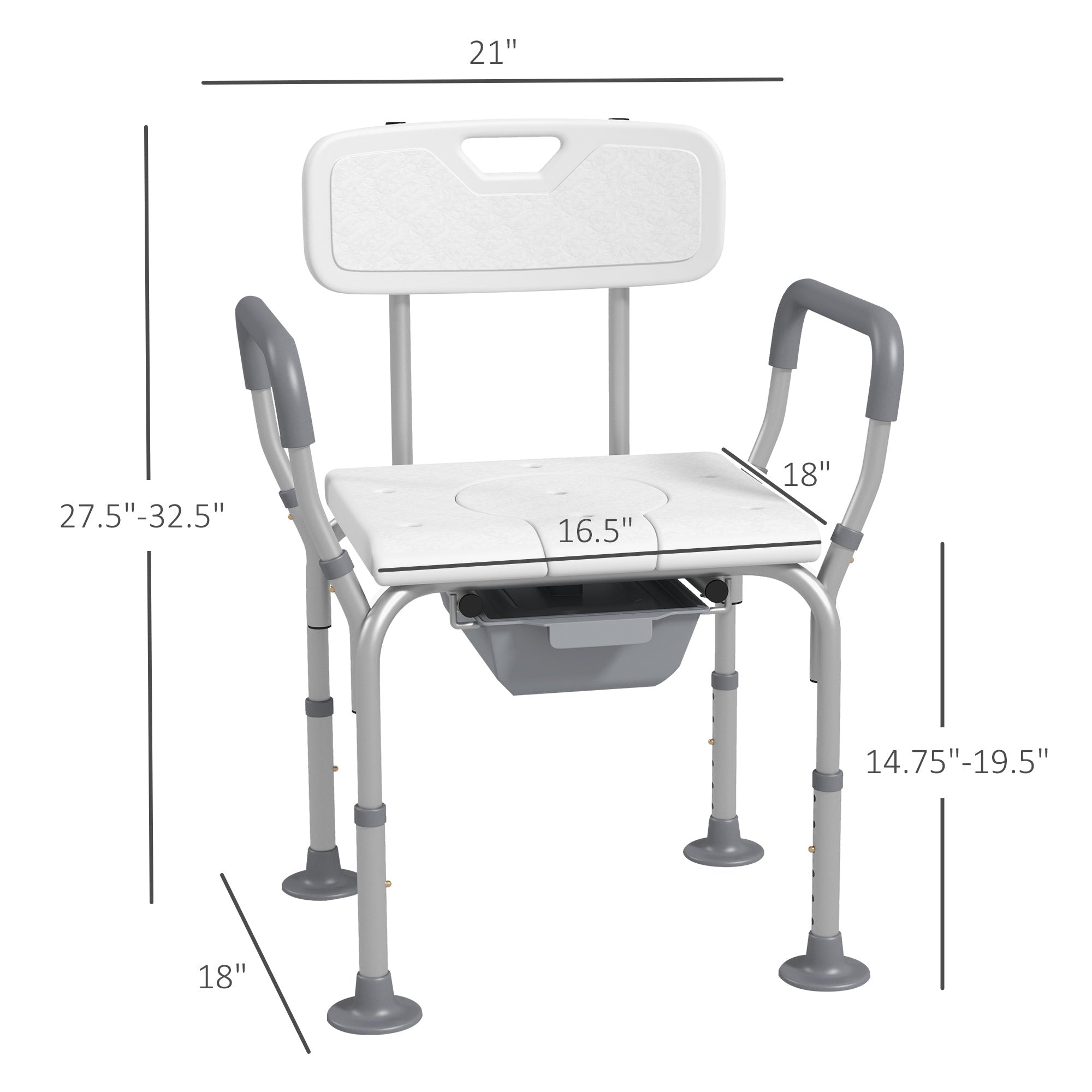 3-in-1 Shower Chair and Raised Toilet Seat for Seniors