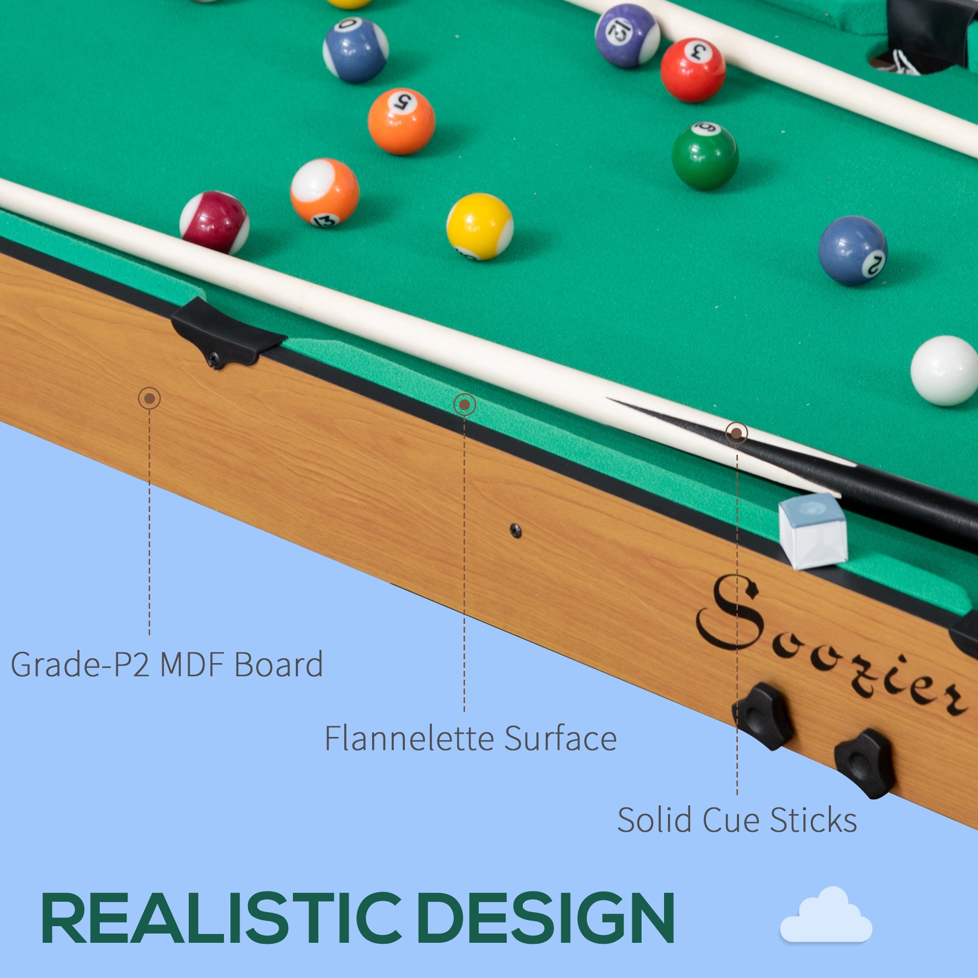 38" Mini Pool Table Set with Balls, Cues, and Accessories