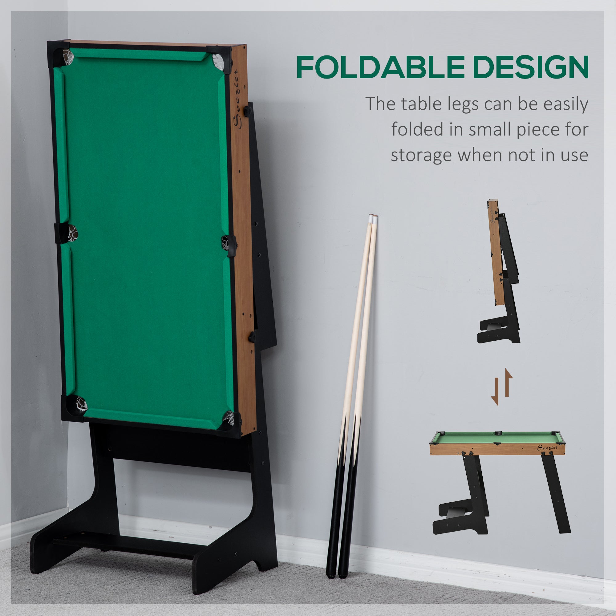 38" Mini Pool Table Set with Balls, Cues, and Accessories
