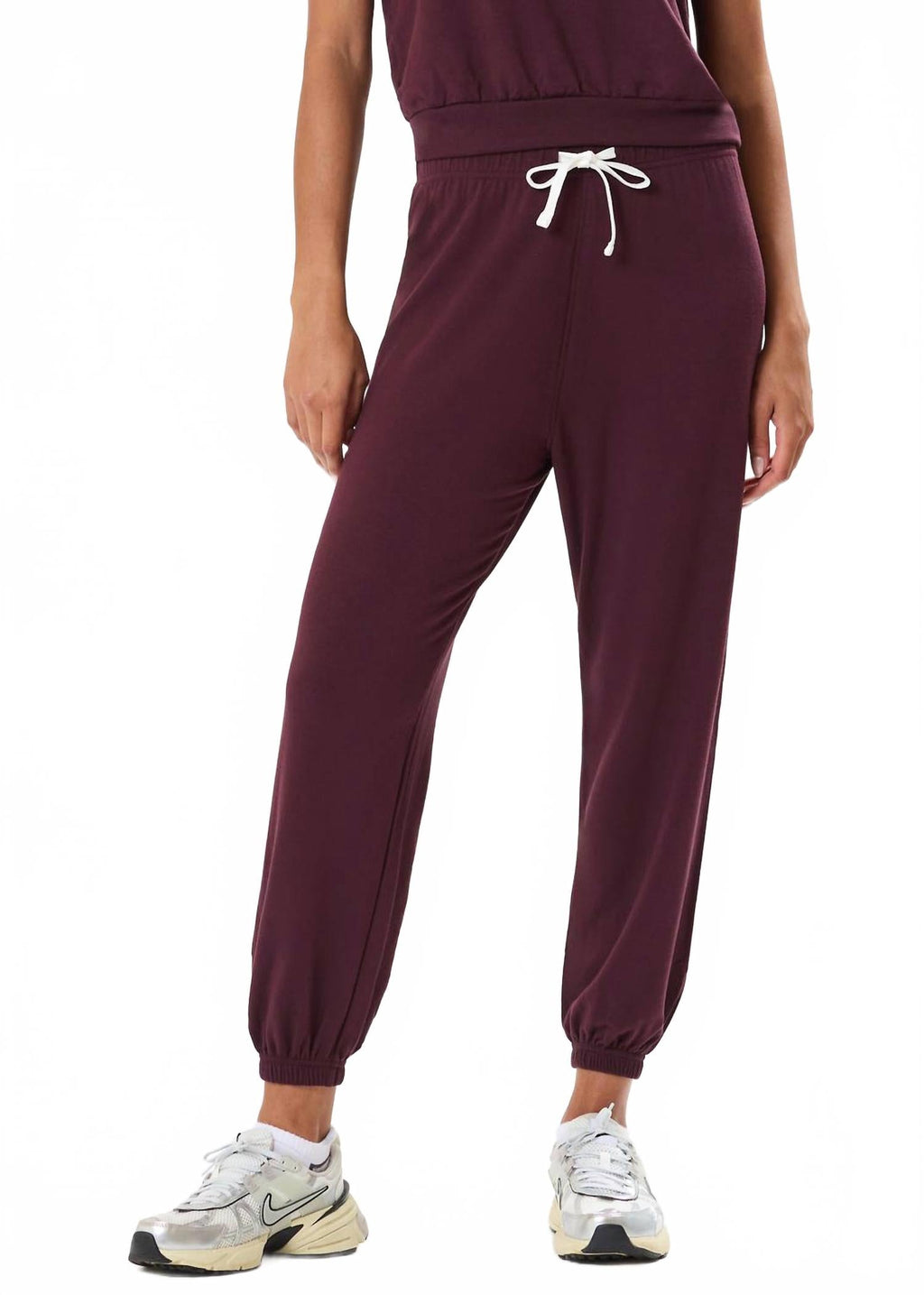 Andie Oversized Fleece Sweatpants In Dark Cherry
