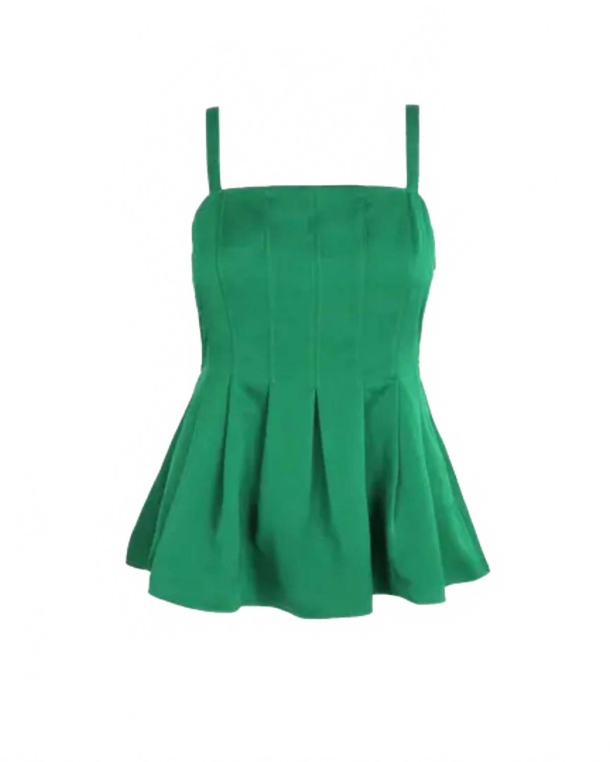 Amabel Pleated Peplum Top In Amazon Green